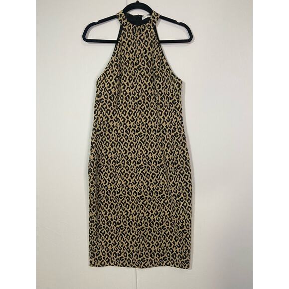 Tina Turk midi dress women’s 8 leopard print knit bodycon halter mob wife, - Picture 3 of 6